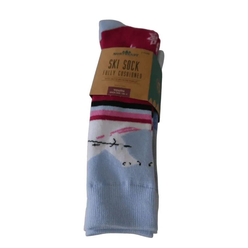 Northeast Outfitters 2-Pairs Youth Cozy Cabin SKI Socks Fully Cushioned 13K-4